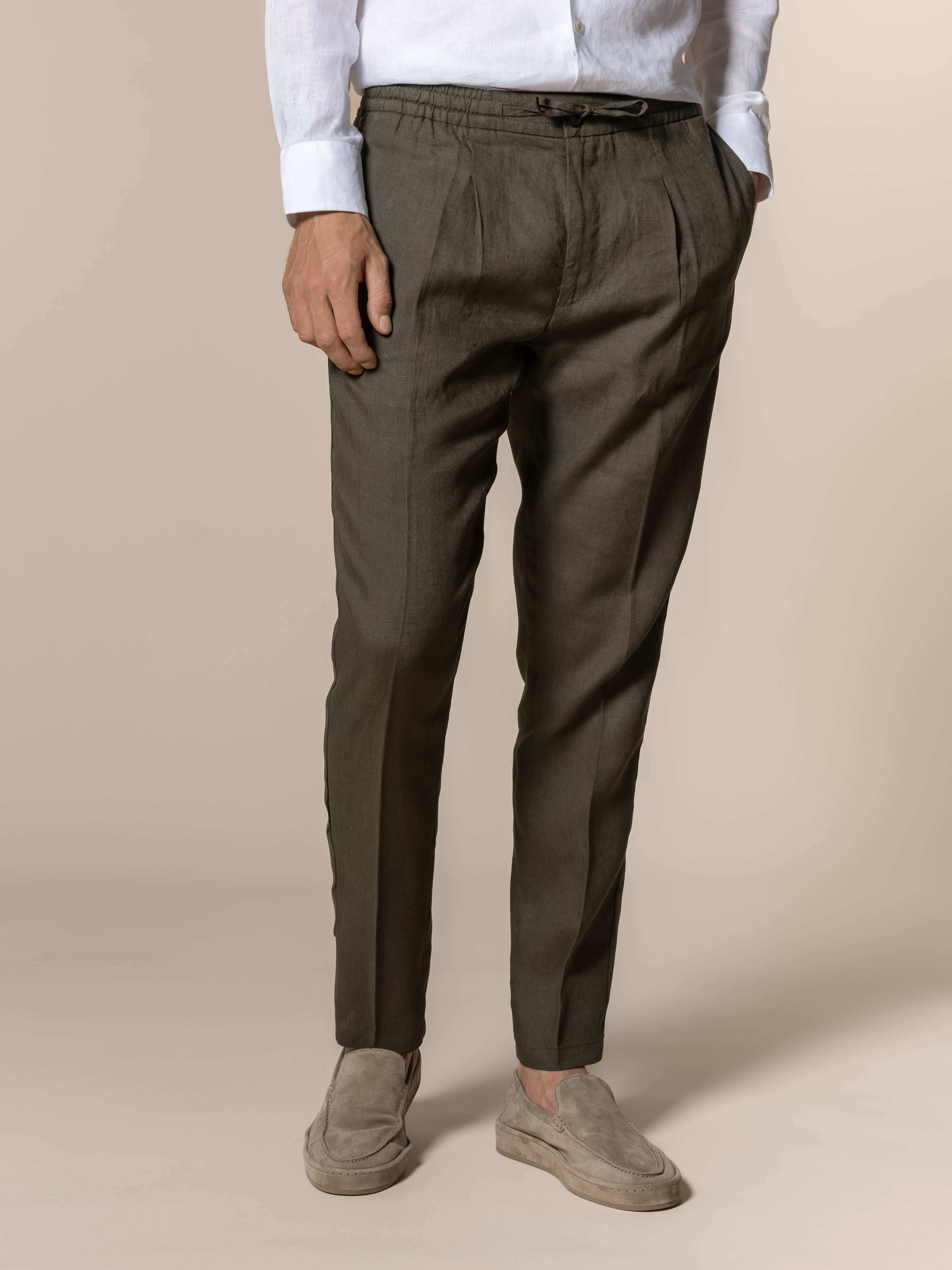 OLIVE LINEN SEASIDE PANTS